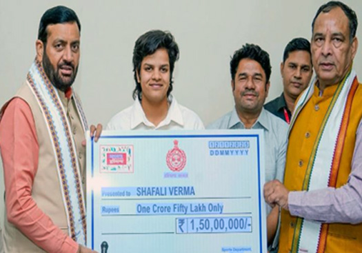 Cricketer Shafali Verma Felicitated With Rs 1.50 Crore and Appointed Brand Ambassador of Haryana Women’s Commission